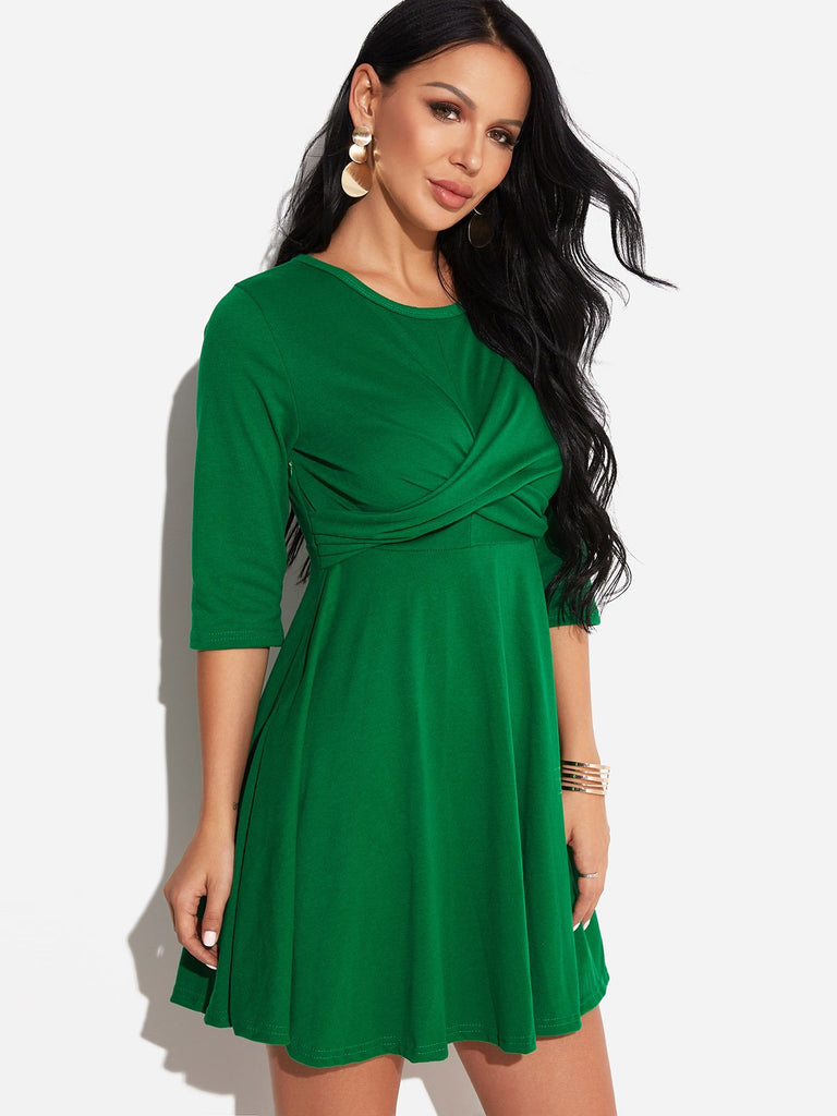 Ladies 3/4 Sleeve Mini Dress