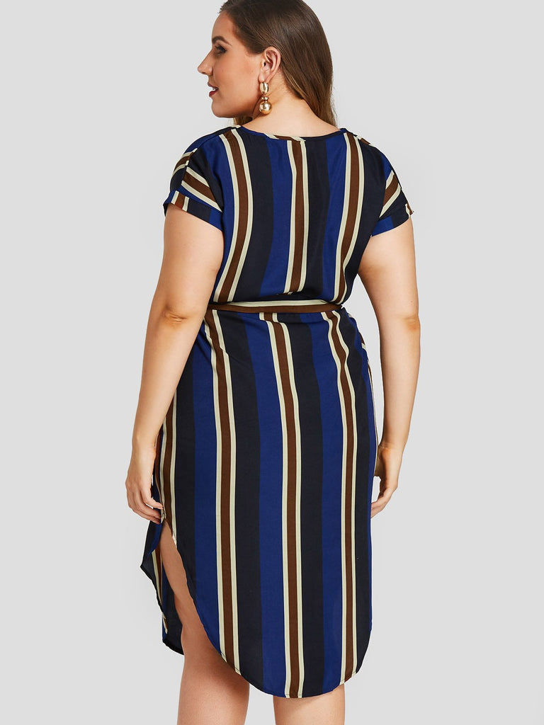 Womens Striped Plus Size Dress