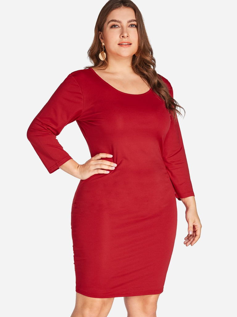 Ladies 3/4 Sleeve Plus Size Dress