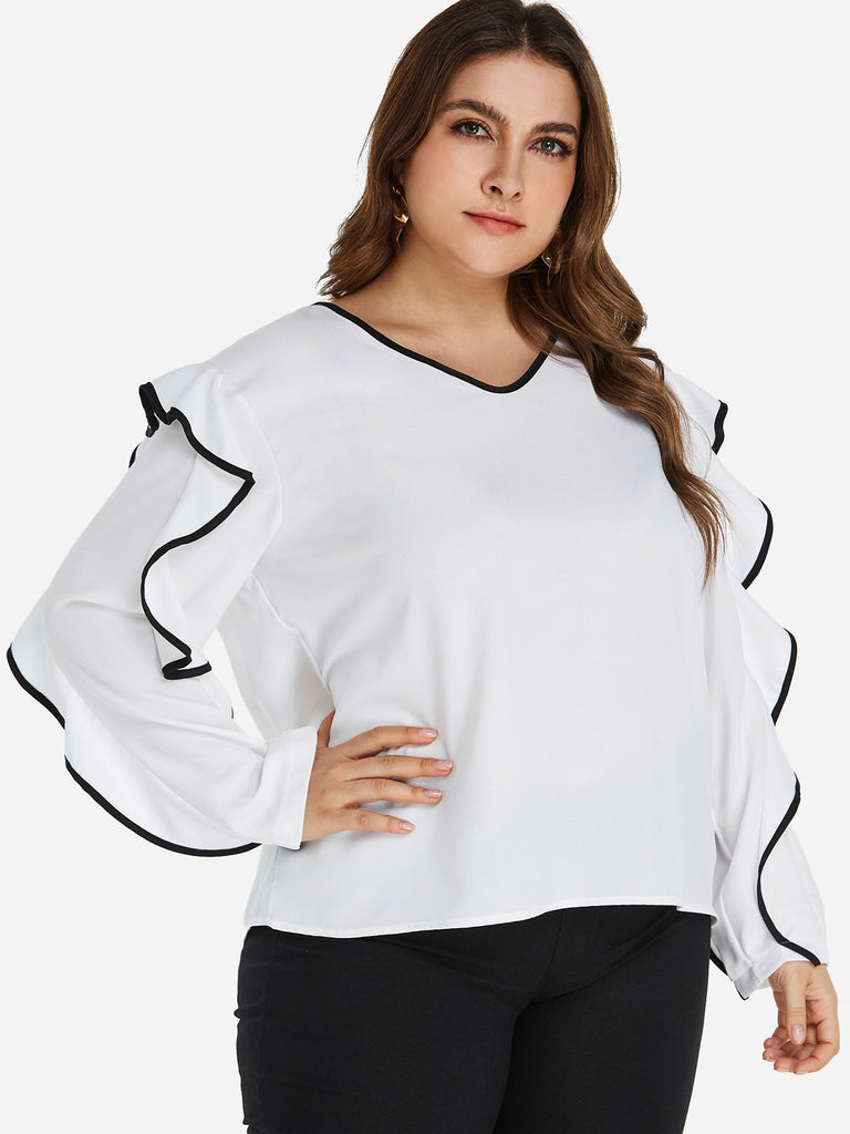 Ladies Long Sleeve Plus Size Tops