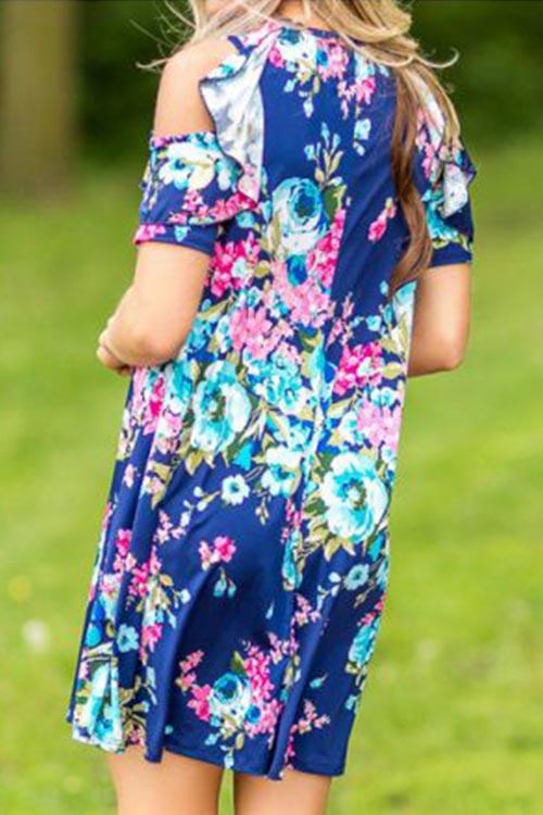 Womens Blue Floral Dresses