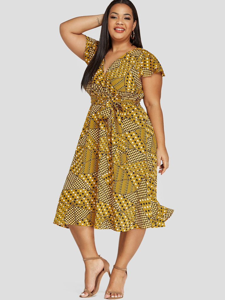 Ladies Yellow Plus Size Dresses