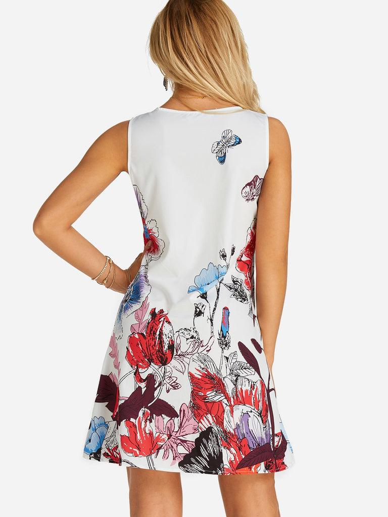 Womens White Floral Dresses