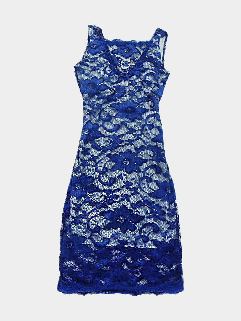 Lace Sleeveless Dark Blue Sexy Dresses