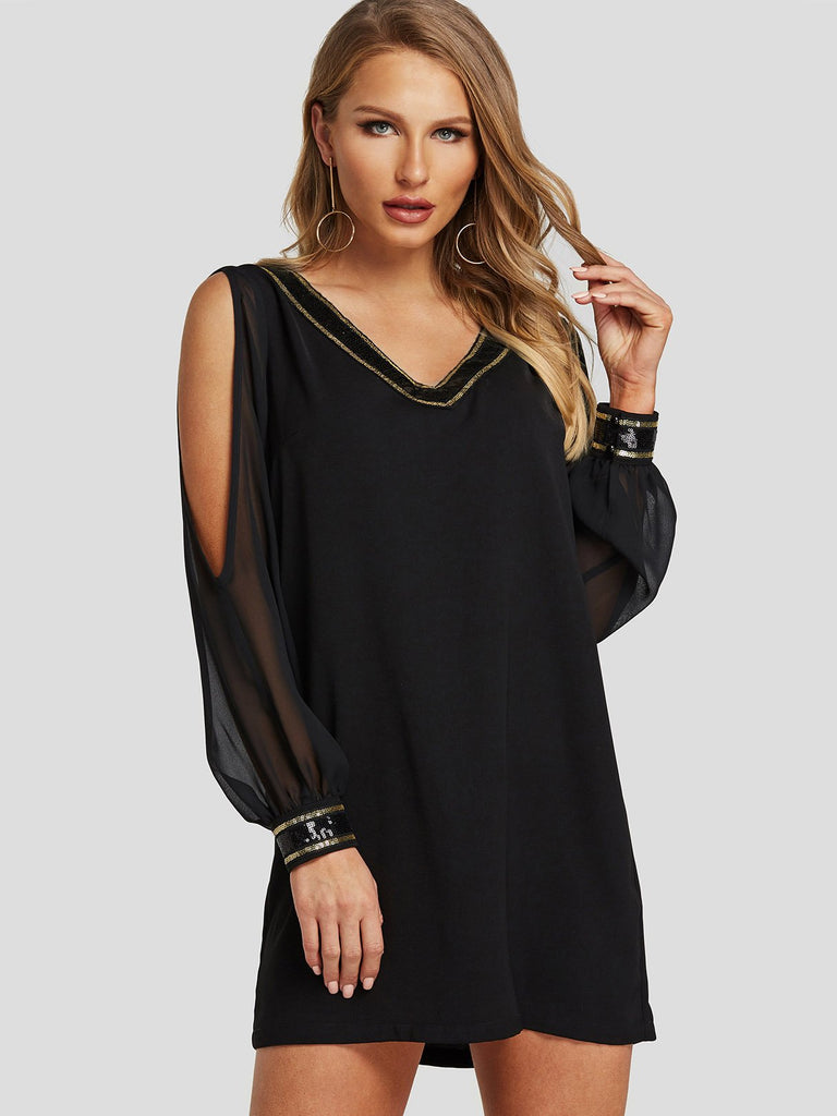 Womens Black V-Neck Dresses