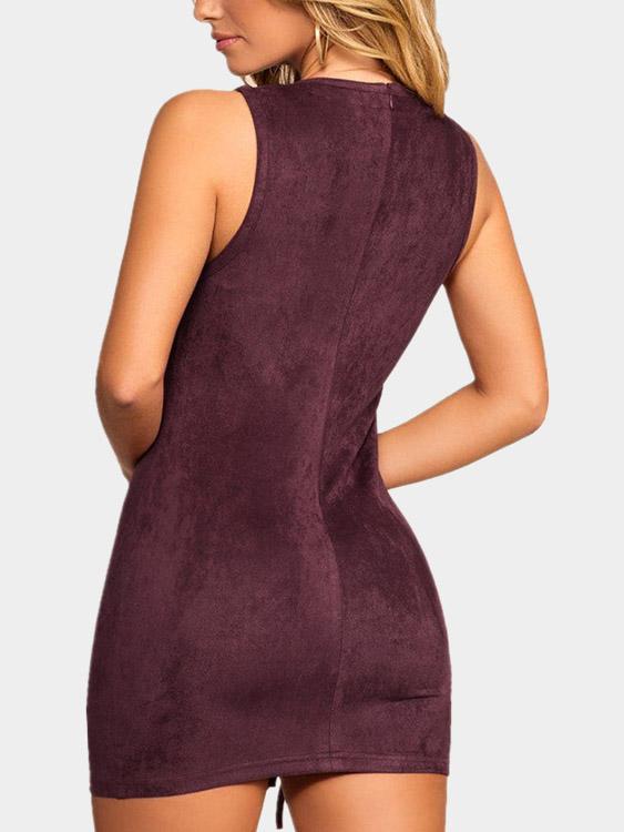 Womens Burgundy V-Neck Dresses