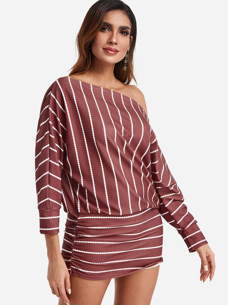 Ladies Burgundy Off The Shoulder Dresses