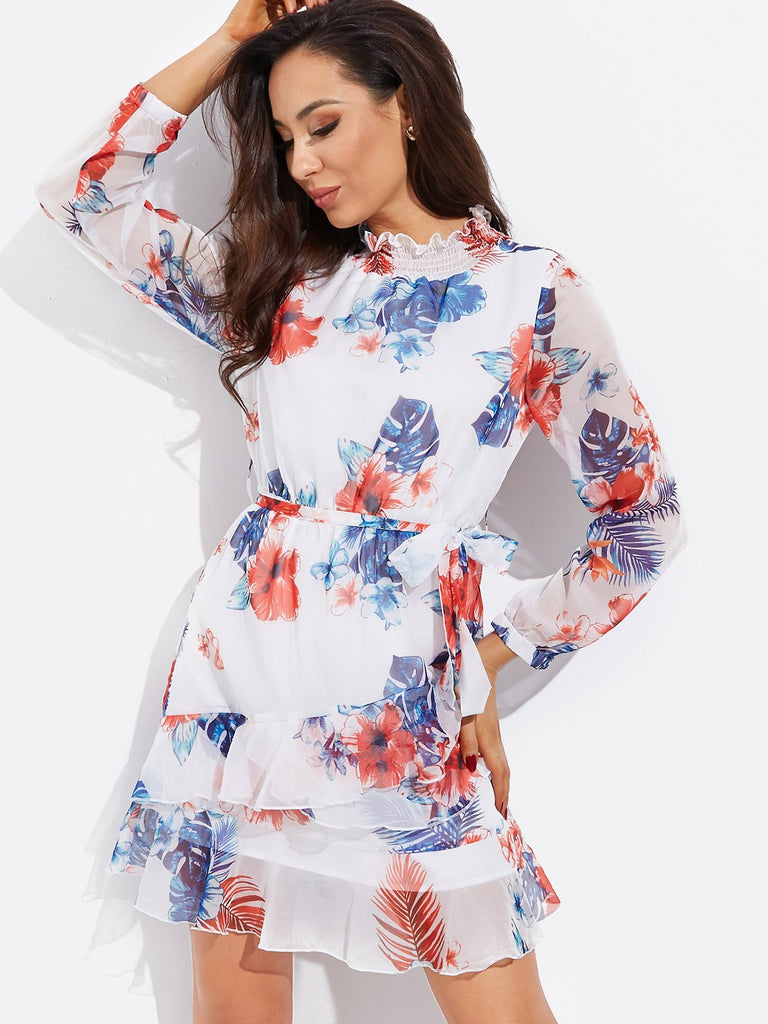 Ladies White Floral Dresses