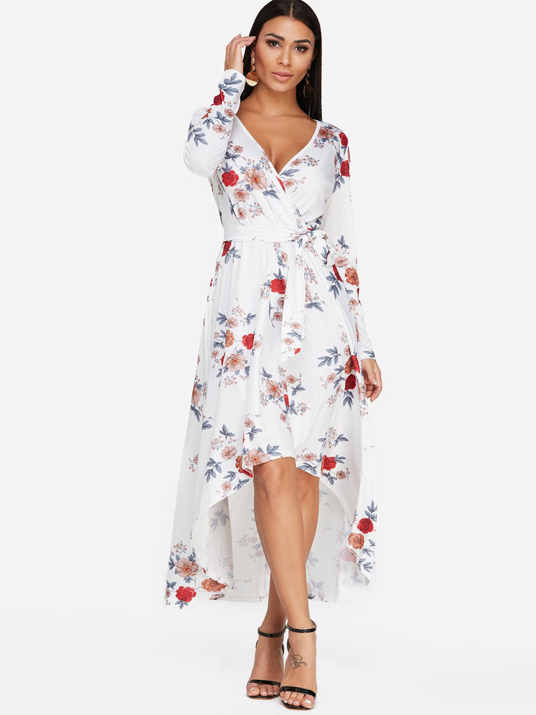 Ladies White Floral Dresses