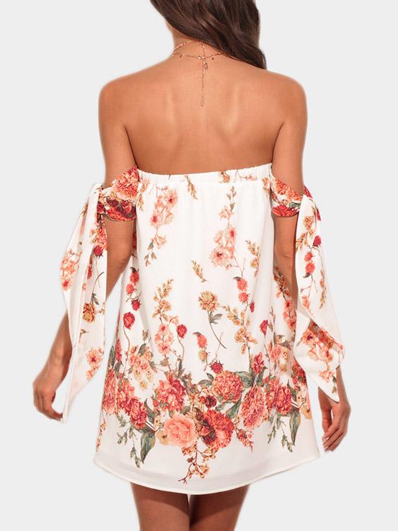 Womens White Floral Dresses