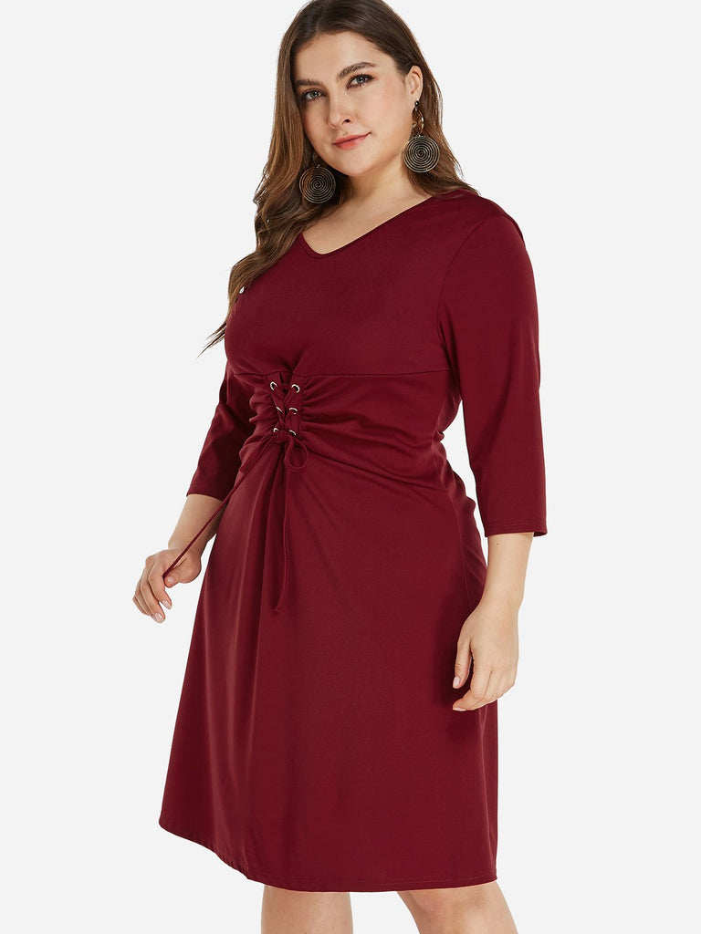 Ladies Burgundy Plus Size Dresses