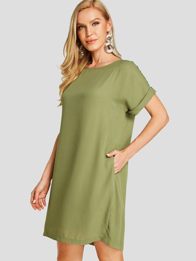 Ladies Army Green Casual Dresses