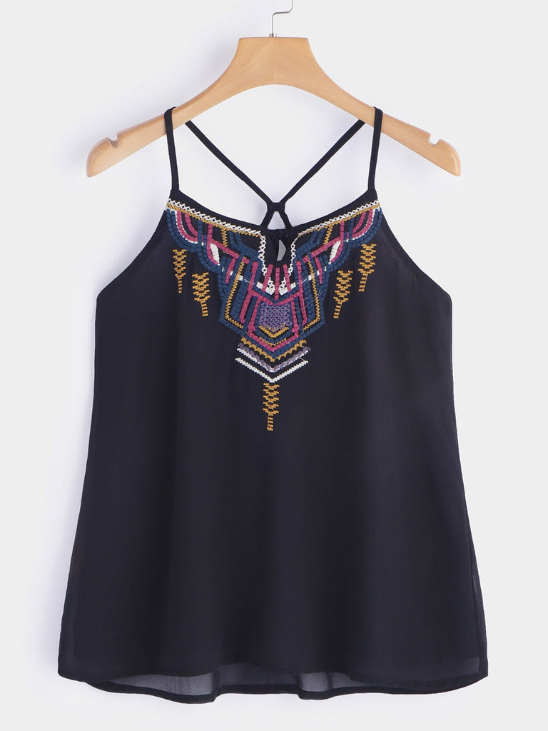 Embroidered Pattern Camis Top