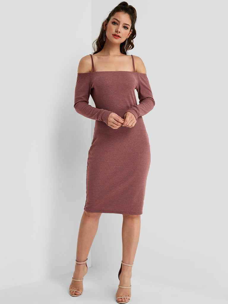 Womens Long Sleeve Midi Dress