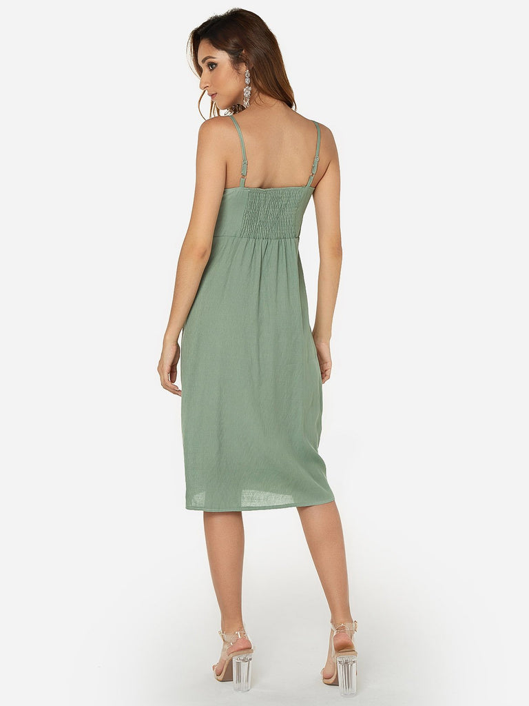 Womens Green V-Neck Dresses