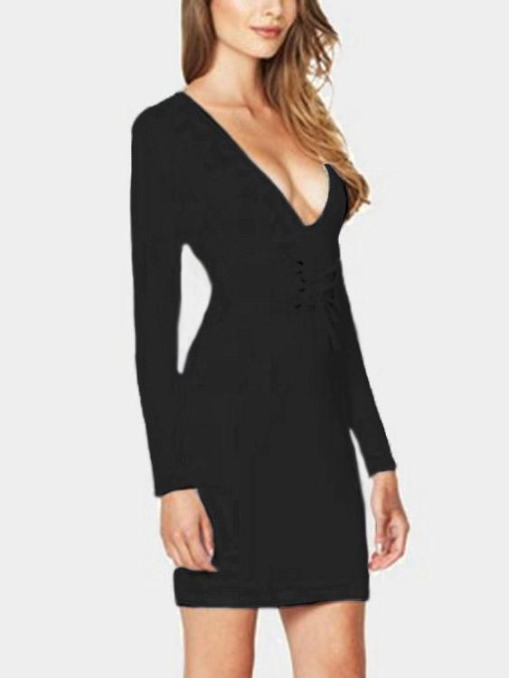 Ladies Black V-Neck Dresses