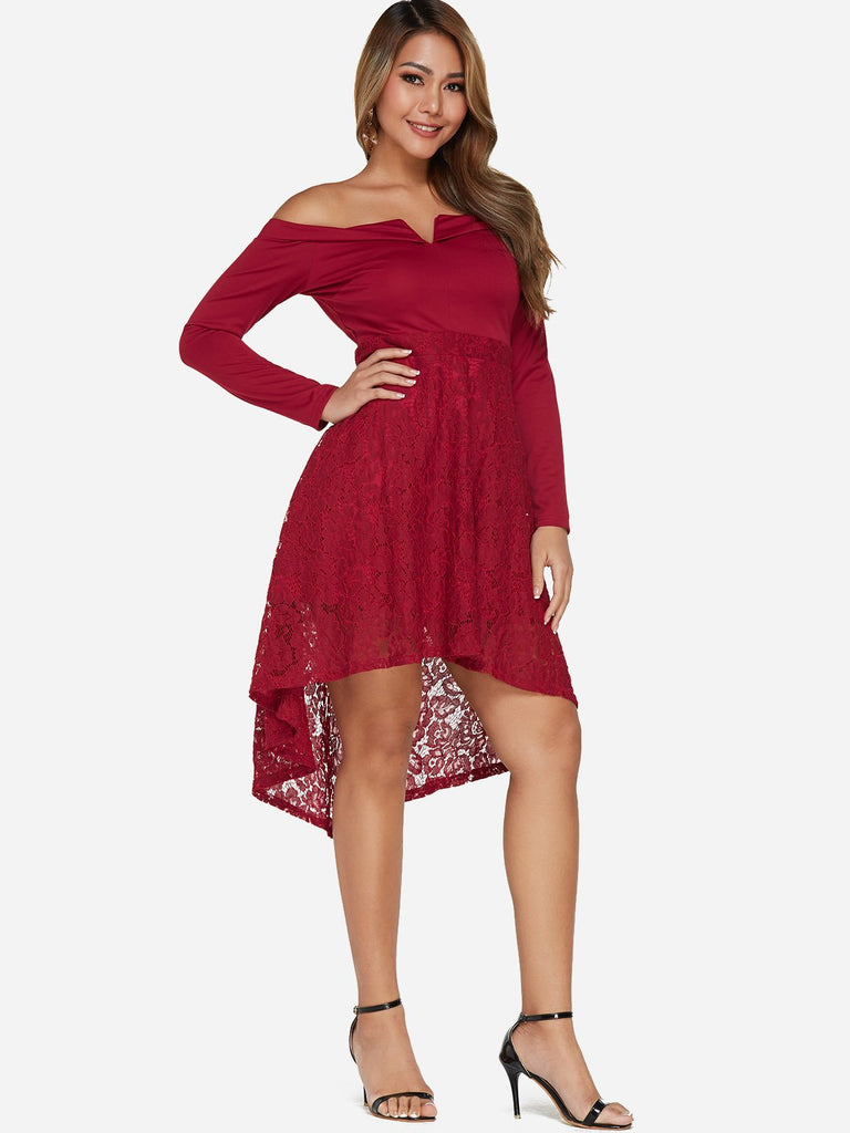 Ladies Red Off The Shoulder Dresses