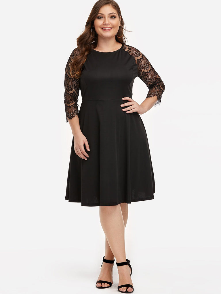 Womens 3/4 Sleeve Plus Size Dresses