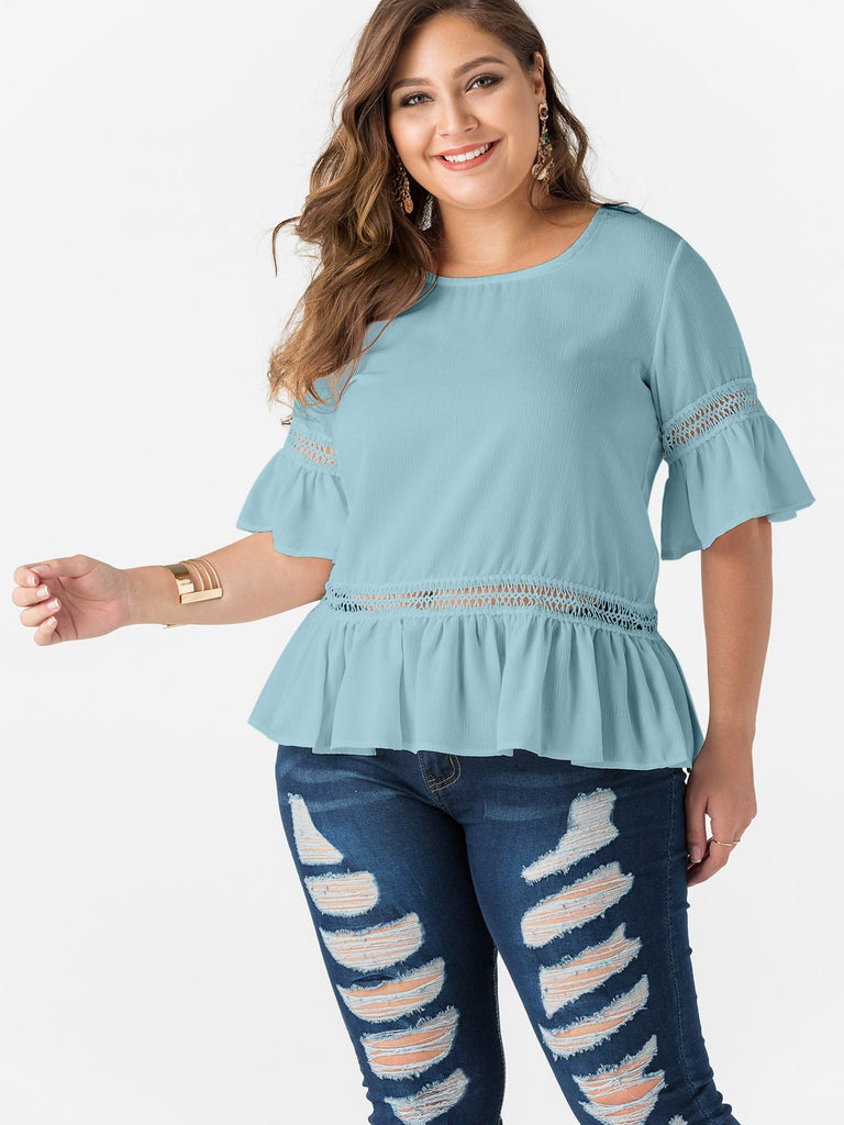 Ladies Blue Plus Size Tops