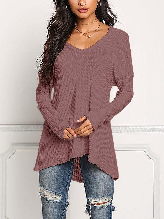 V-Neck Long Sleeve Rust T-Shirts