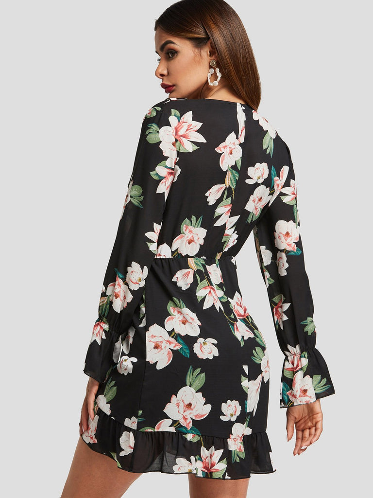 Womens Black Floral Dresses