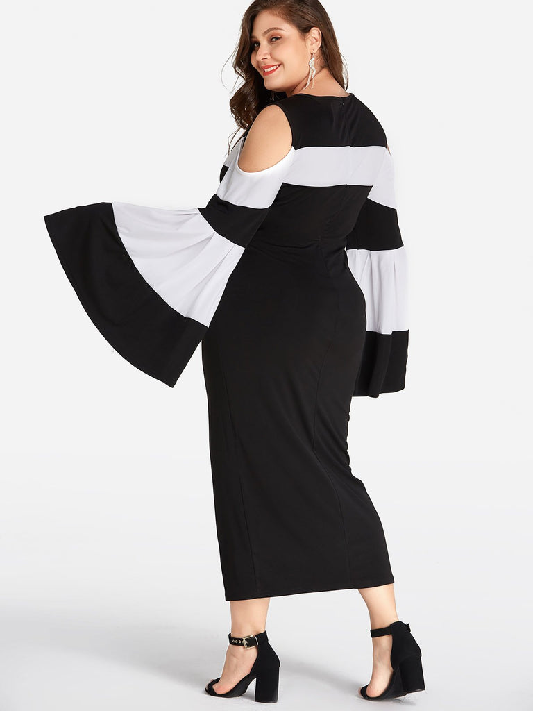 Womens Color Block Plus Size Dresses