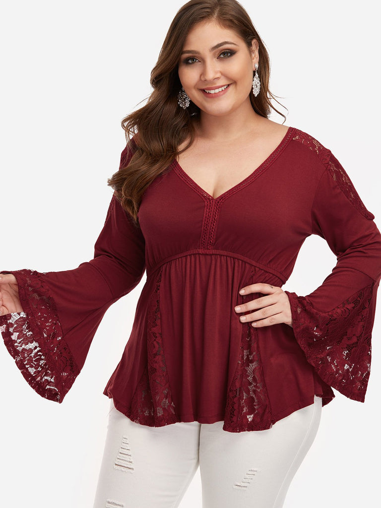 Ladies Burgundy Plus Size Tops