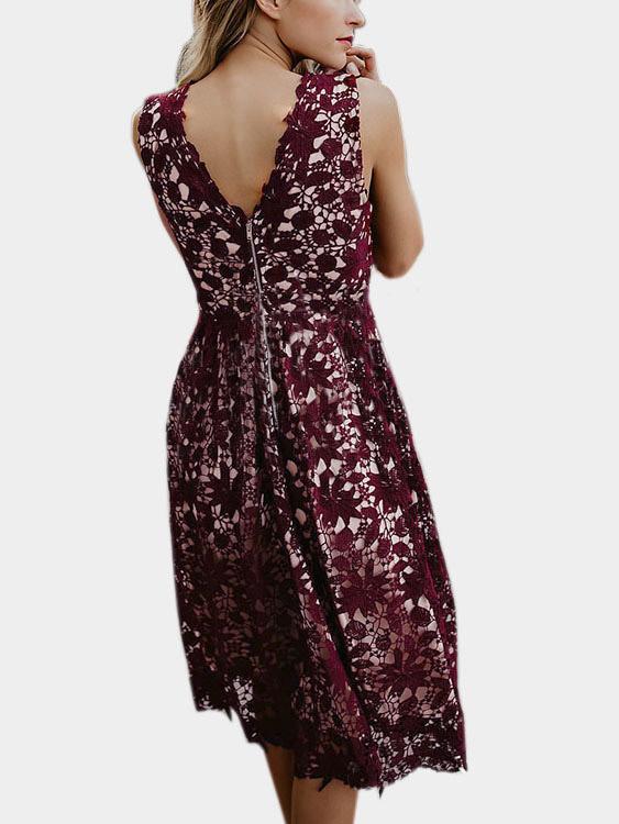 Womens Burgundy Midi Dresses