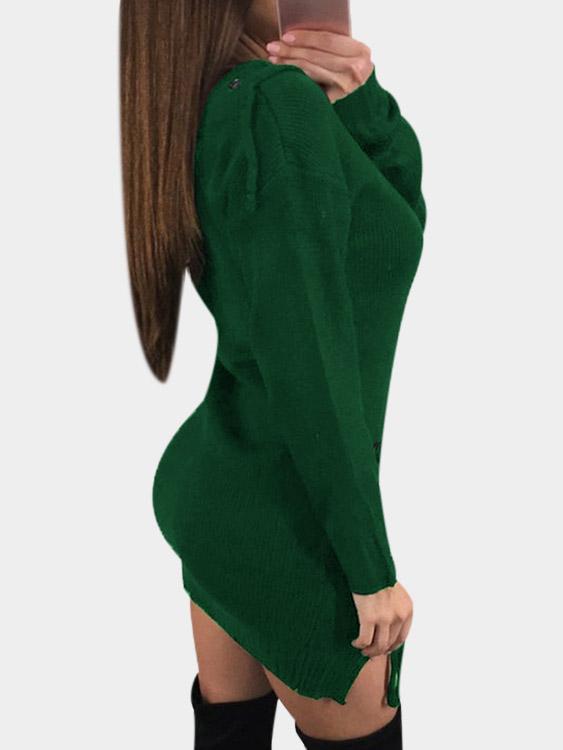 Womens Green V-Neck Dresses