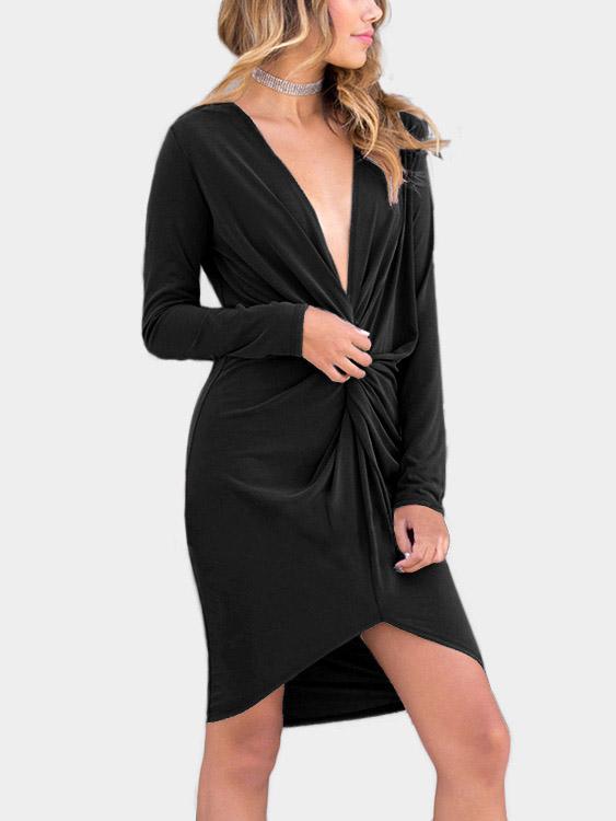 Womens Black V-Neck Dresses