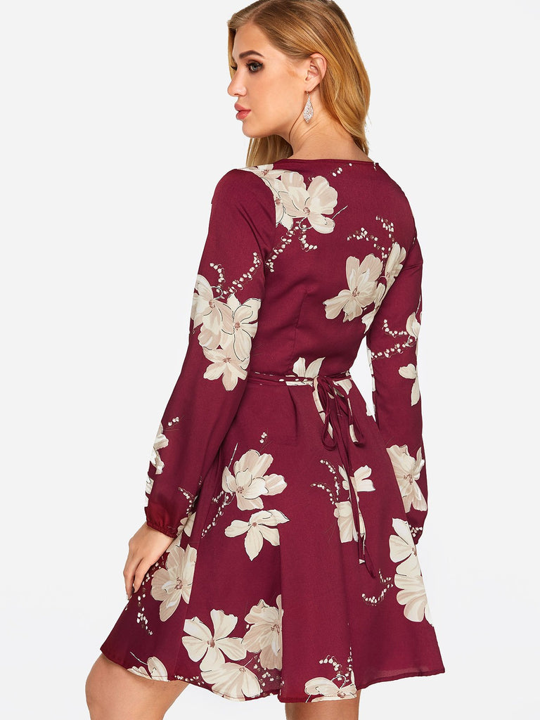 Womens Red Floral Dresses