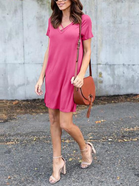 Ladies Rose V-Neck Dresses