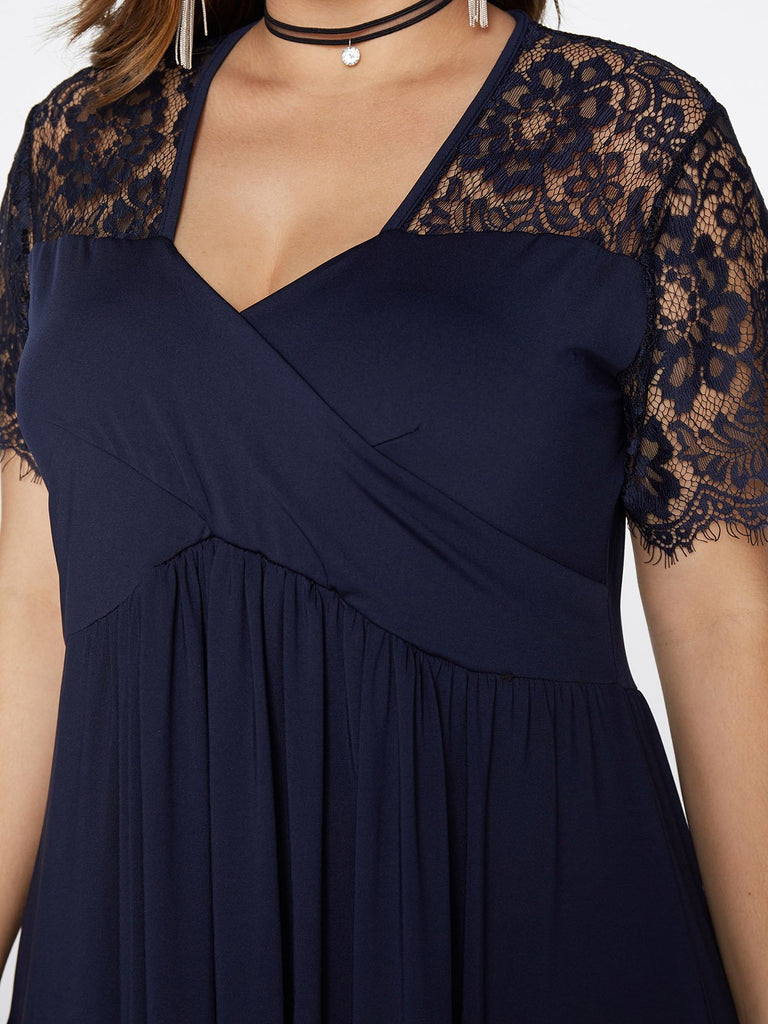 Ladies V-Neck Plus Size Maxi Dress