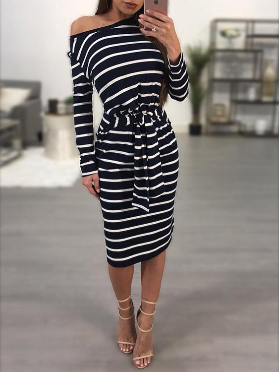 Ladies Long Sleeve Midi Dress