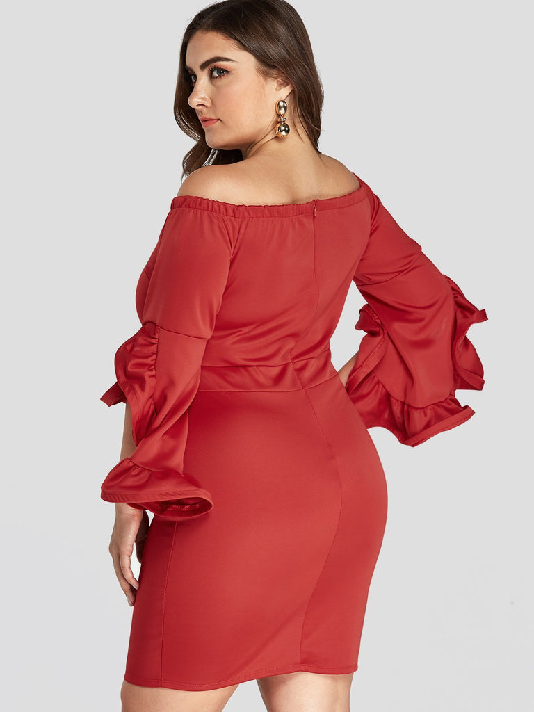 Ladies Off The Shoulder Plus Size Dress