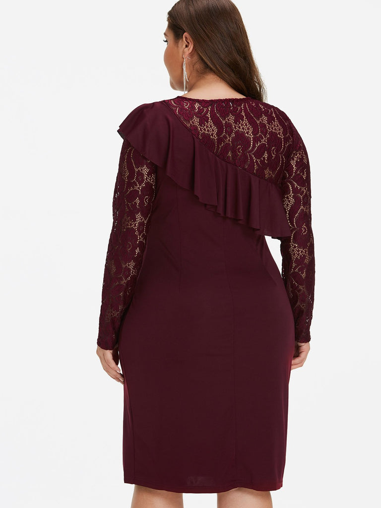 Womens Burgundy Plus Size Dresses