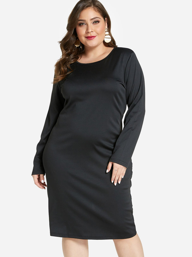 Ladies Long Sleeve Plus Size Dress