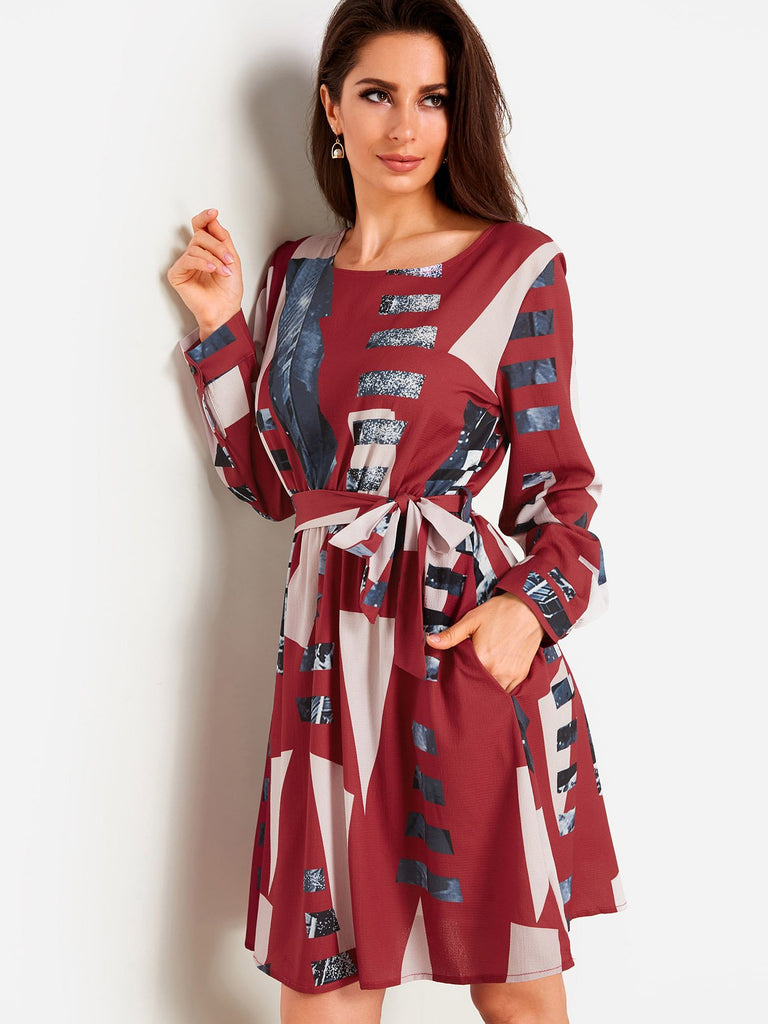 Ladies Burgundy Casual Dresses