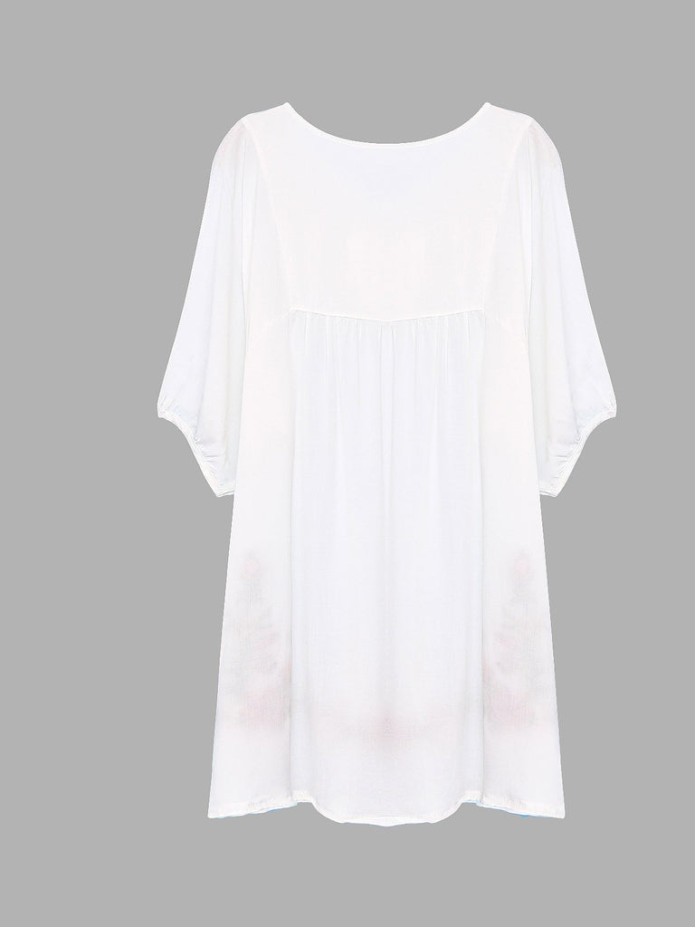 Womens White V-Neck Dresses