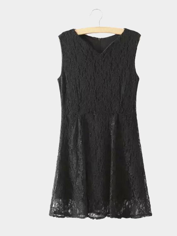 Black Sleeveless Lace Dresses