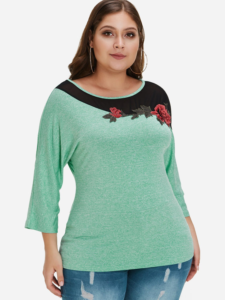 Ladies 3/4 Sleeve Plus Size Tops