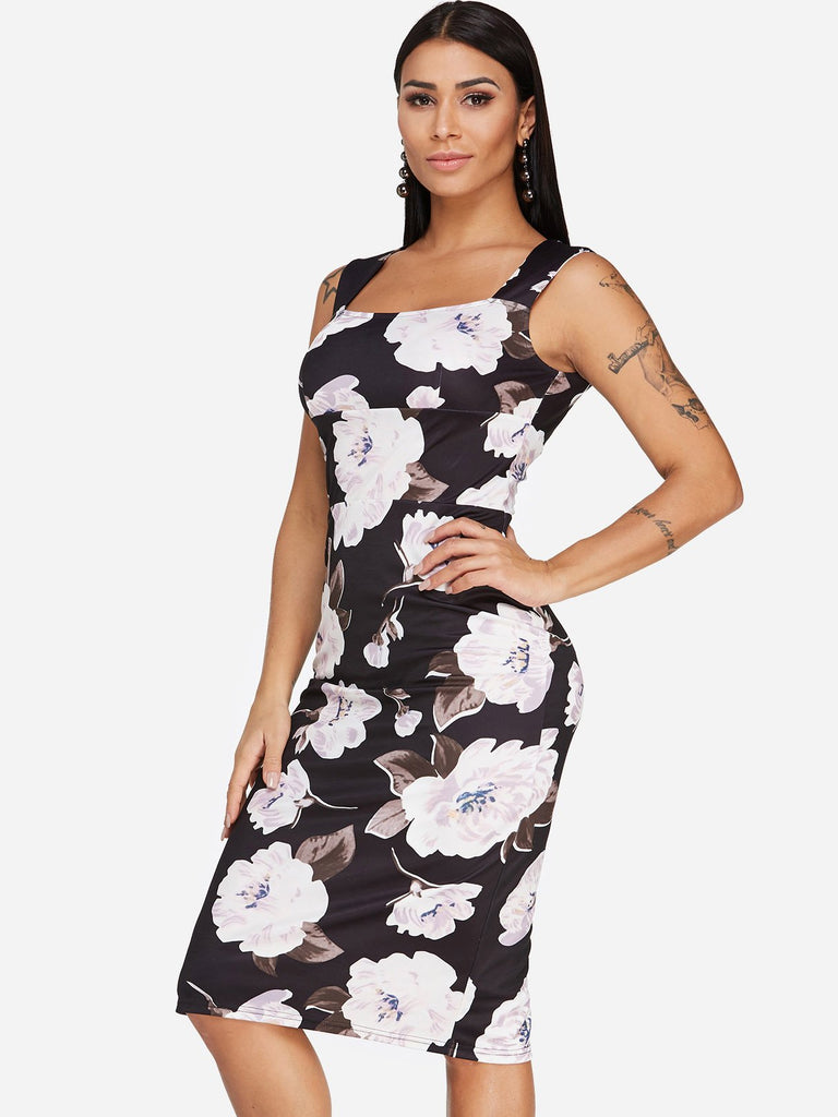 Ladies Black Floral Dresses