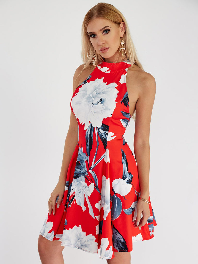 Ladies Red Floral Dresses