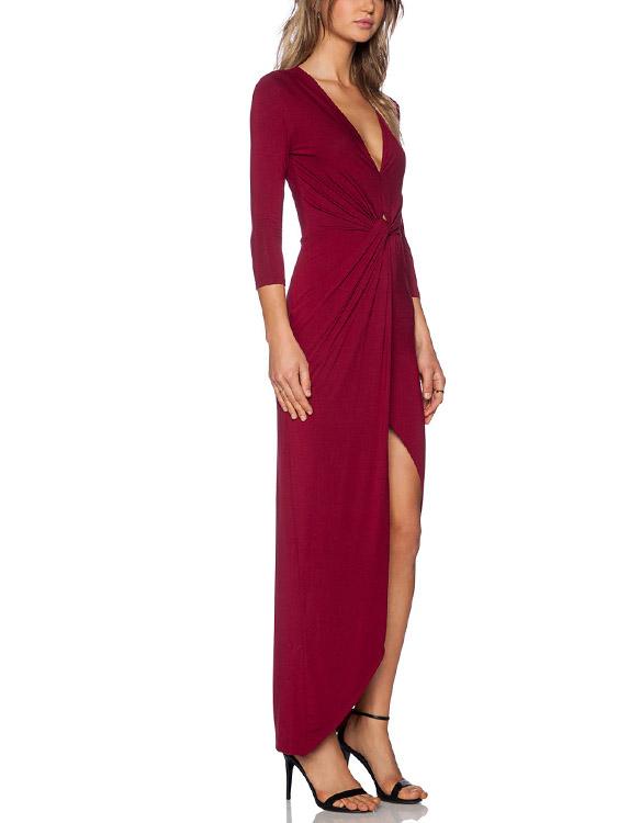 Ladies Red V-Neck Dresses