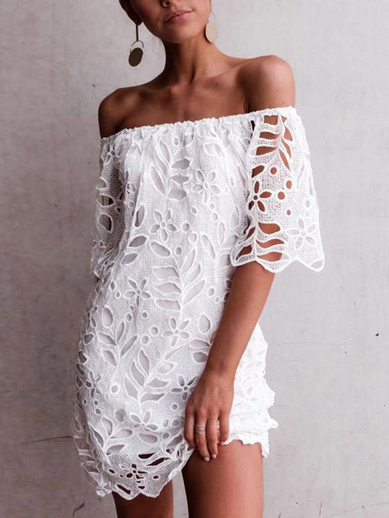 Ladies White Off The Shoulder Dresses