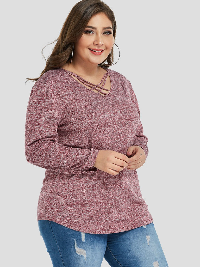 Ladies Long Sleeve Plus Size Tops