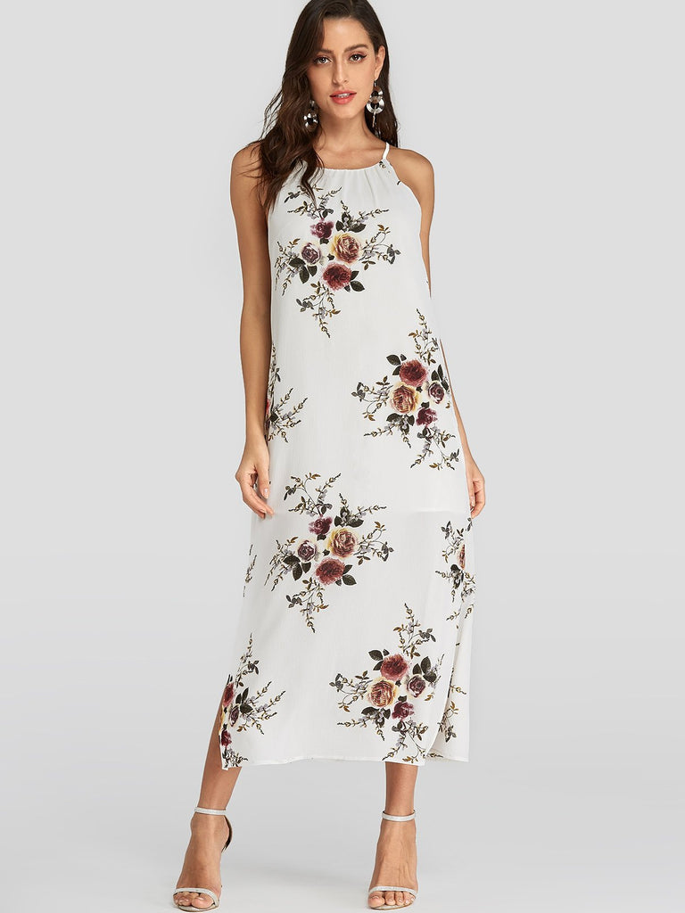 Womens White Floral Dresses