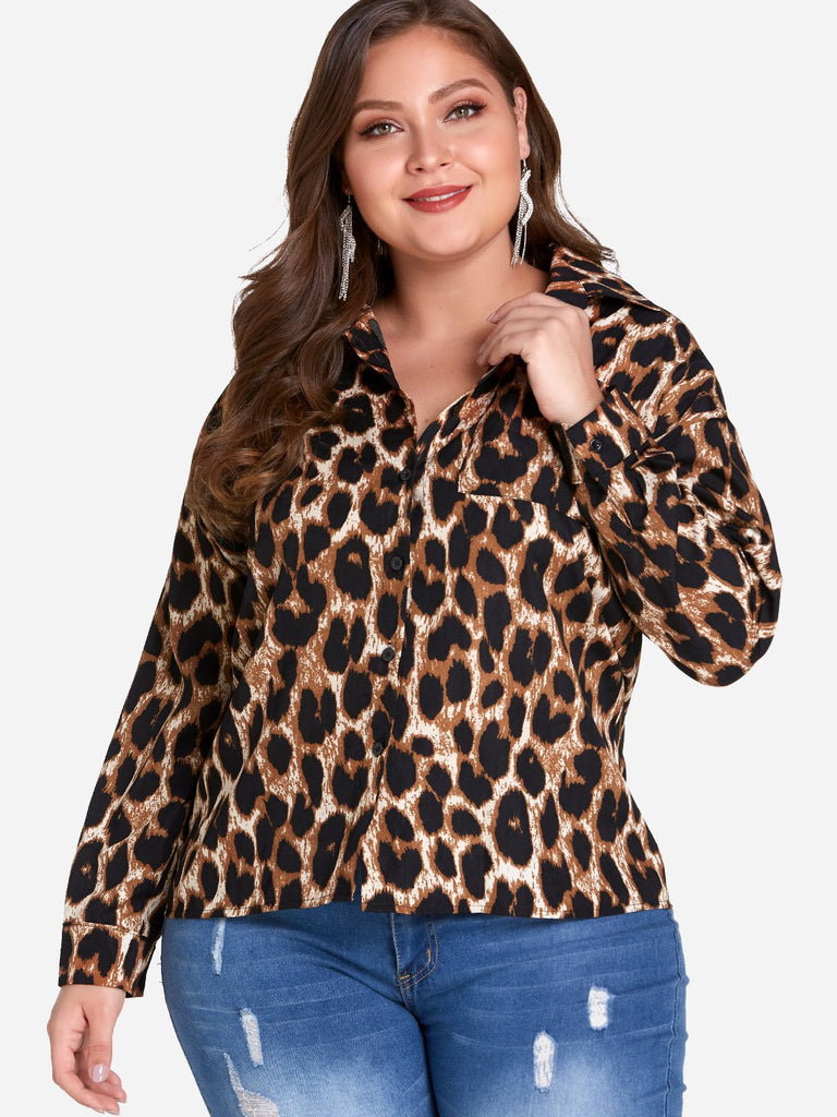 Ladies Leopard Plus Size Tops