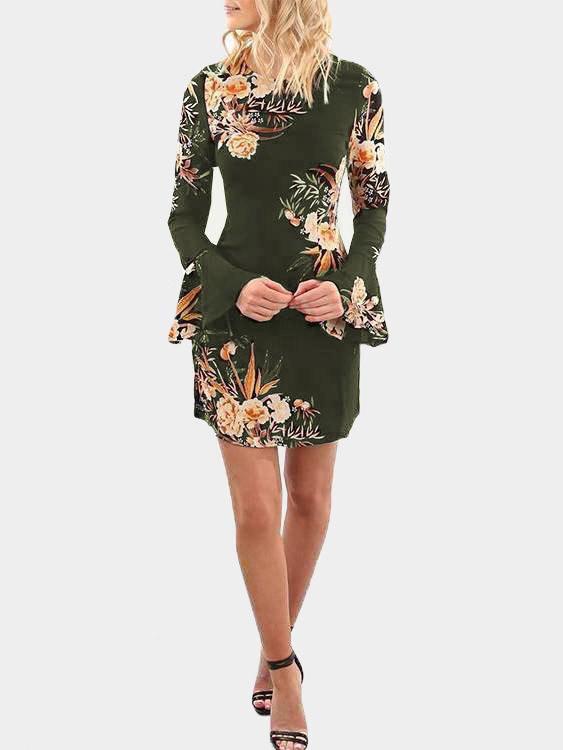 Womens Floral Print Mini Dresses