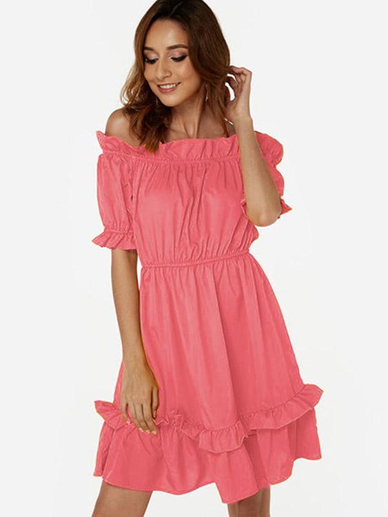 Ladies Pink Off The Shoulder Dresses